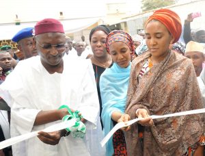  L-R ,Kano State Deputy Governor, Prof. Hafees Abubakar, Managing Director   Dangote Foundation,Zouera Youssoufou, Executive Director , Strategy Analyst,Corporate Strategy,  Dangote  Industries Ltd,Mariya Dangote, Executive Director, NASCON Allied Industries Plc, Fatima Dangote,    Commissioning and Handover Ceremony of Dangote Foundation'sQuick Intervetion at the Murtala Mohammed Specialist Hospital Kano, on25th Feb.2017