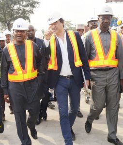 President/CE, Dangote Industries Limited, Aliko Dangote;  Managing Director, AG-Dangote Construction Company Limited; and Acting Group Managing Director, Dangote Sugar Refinery Plc, Engr, Abdullahi Sule, on the road inspection of Apapa-Wharf Road under construction by AG-Dangote Construction Company on Wednesday, February 14, 2018