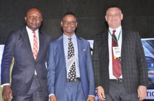 MD/CEO, Transcorp Hotels Plc, Valentine Ozigbo; National President, (ITP/Chairman LOC, NTTS), Abiodun Odusanwwo and Gay Murray Bruce at the National Tourism Transport  Summit and Expo held yesterday  in Abuja