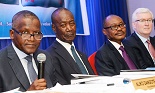 L-R: Chairman, Dangote Cement Plc, Aliko Dangote; Group Managing Director/CEO, Engr. Joseph Makoju; Non-Executive Director, Dangote Cement Plc, Olakunle Alake; and Group Chief Financial Officer, Dangote Cement Plc, Brian Egan during the 9th Annual General Meeting (AGM) of Dangote Cement Plc held in Lagos on Wednesday, June 20, 2018.