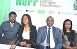 L-R: Director, Services/Chief Information Officer, Heritage Bank Plc, Ike Williams; Executive Director, Technology and Operations, NIBSS Plc, Christabel Onyejekwe; Chairman, Nigeria Electronic Fraud Forum (NeFF), Dipo Fatokun and Director, Other Institutions Dept, CBN, Tokunbo Martins, at the sponsored 1st Annual General Meeting of NeFF at Federal Palace Hotel, Victoria Island, Lagos…yesterday