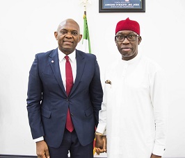 Founder of the Tony Elumelu Foundation(TEF) and Chairman of UBA Plc, Mr. Tony Elumelu, during the presentation of the young entrepreneurs to the Governor at the State House in Asaba, Delta State on Thursday