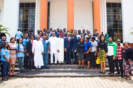 ‘Taking Entrepreneurship Home’’: Delta State Governor, Senator Ifeanyi Okowa and the Founder of the Tony Elumelu Foundation(TEF) and Chairman of UBA Plc, Mr. Tony Elumelu, flanked by TEF entrepreneurs from Delta State, during the presentation of the young entrepreneurs to the Governor at the State House in Asaba, Delta State on Thursday