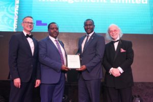 L-R: Member, International Advisory Council, Global Wealth and Society Awards Programme, Mr. Gordian Gaeta; Chief Executive, Stanbic IBTC Pension Managers Limited, Mr. Eric Fajemisin; Chief Executive, Stanbic IBTC Asset Management Limited, Mr. Oladele Sotubo; and Member, International Advisory Council, Global Wealth and Society Awards Programme, Mr. Urs Bolt, during the presentation of the Best Private Banking Business in West Africa Award to Stanbic IBTC Asset Management Limited at The Wealth and Society West Africa Awards 2019 in Lagos recently.