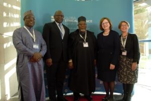 From left: MD/CEO, Jaiz Bank Hassan Usman; CEO, First Bank of Nigeria Limited, Dr. Adesola Adeduntan; Chairman, Jaiz Bank, Alhaji Umaru Mutallab; Chair of the Scottish Fiscal Commission and member of the Banking Standards Board, Dame Susan Rice; Executive Director, Bank of England, Sarah Breeden at the Ethical Finance Conference held at Royal Bank of Scotland, Edinburgh on Tuesday.