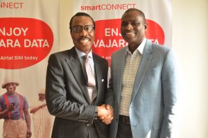 Managing Director and Chief Executive Officer, Financial Derivatives Company Limited, Mr. Bismarck Rewane and Managing Director & Chief Executive Officer of Airtel Nigeria, Segun Ogunsanya, at the 5th edition of Employee Knowledge series at Airtel Headquarters today (October 13, 2016) in Lagos. 