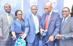 Executive Director, Personal and Business Banking, Stanbic IBTC Bank, Mr. Babatunde Macaulay; Chief Risk Officer, Stanbic IBTC, Mrs. M’fon Akpan; Chief Executive, Stanbic IBTC Bank, Mr. Yinka Sanni; Founder and Executive Chairman, Zinox Technologies Ltd, Mr. Leo Stan-Eke and Deputy Managing Director, Stanbic IBTC Bank, Dr. Demola Sogunle; during the commissioning of Stanbic IBTC Bank’s first digital branch located at Maryland Mall, Lagos on Wednesday, December 14, 2016,