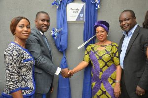 L-R: Chief Executive, Stanbic IBTC Asset Management Ltd (SIAML), Mrs. Bunmi Dayo-Olagunju; Executive Director, Investments, Stanbic IBTC Pension Managers Ltd, Mr. Dele Sotubo; Board Member, Health Service Commission, Lagos State, Dr Tokunbo Oluwole; and Medical Director, Ebute Metta Health Centre, Lagos, Dr. Olusegun Ogboye; at the commissioning of the female and children’s wards of Ebute Metta Health Centre, revamped by Stanbic IBTC’s Wealth Group on Monday, February 6, 2017