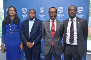 L-R: Head, Marketing and Communications, Stanbic IBTC, Mrs. Nkiru Olumide-Ojo; Deputy Managing Director, Africa Diving Services Ltd, Olujide Asa; CEO, Financial Derivatives Company Ltd, Bismarck Rewane; and Executive Director, Personal and Business Banking, Stanbic IBTC Bank, Mr. Babatunde Macaulay; at a client engagement session organized by Stanbic IBTC in Lagos on Tuesday, March 14, 2017