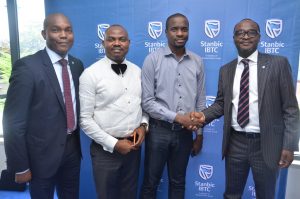L-R: Head, Commercial Banking, Personal and Business Banking (PBB), Stanbic IBTC Bank, Remmy Osuagwu; CEO, Spendour Communications Ltd, Godfrey Emmanuel; Co-Founder, Co-Creation Hub Nigeria. Femi Longe; and Executive Director, Personal and Business Banking, Stanbic IBTC Bank, Mr. Babatunde Macaulay; at a client engagement session organized by Stanbic IBTC in Lagos on Tuesday, March 14, 2017.