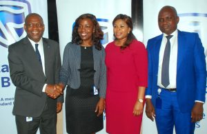 Chief Executive,  Mr. Anselem Igbo; Chief Operating Officer, Sakeenat Bakare; Head, Business Development, Ibiyemi  Mezu; and Head, Technical Operations, Wale Bello; all of Stanbic IBTC Insurance Brokers Ltd, at a media interactive forum organized by the company in Lagos on Thursday, April 20, 2017