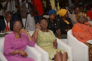 (L-R) Mrs. Abiola Liadi, Permanent Secretary, Lagos State Ministry of Women Affairs and Poverty Alleviation; Mrs. Joyce Onafowokan, Special Adviser to the Lagos State Governor on Social Development; and Dr. IdiatAdebule,Her Excellency, the Deputy Governor,Lagos State; at the Stakeholders Summit held on Ability in Disability: A Stitch in Time Saves Nine at Civic Centre, Lagos on …Tuesday