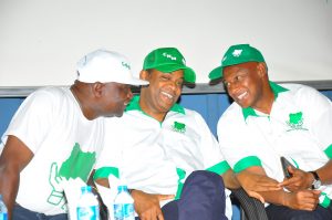 From left: Former Governor of Osun State, Prince Olagunsoye Oyinlola; Former Cross Rivers State Governor, Donald Duke and Coordinator, Coalition for Nigeria Movement, Omoruyi Edoigiwerie during the launching of the coalition for Nigeria Movement held in Abuja yesterday.