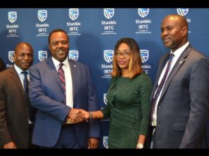 Pic 1 & 2: L-R: Executive Director, Operations, Steve Elusope; Chief Executive, Eric Fajemisin; Head, Business Development, Nike Bajomo; and Executive Director, Investments, Oladele Sotubo, all of Stanbic IBTC Pension Managers Limited, during the Pension Fund Administrator’s media forum in Lagos on Monday, 28 May 2018
