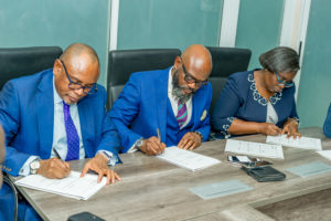 Managing Director FBNQuest Trustees, Mr. Adekunle Awojobi, Lead Partner Desarrollar Group, Mr. Ikemefuna Mordi and Managing Director/CE UTL Trust Management services Mrs Olufunke Aiyepola at the official all Parties signing ceremony between Desarrollar group, a leading Lifestyle and real Estate solutions company and its partners in Lagos recently.  
