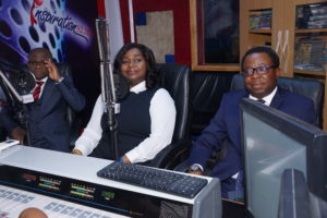 L-R: Divisional Head, Managed SMEs, Fidelity Bank Plc, Osaigbovo Omorogbe; Executive Director, Shared Services & Products, Fidelity Bank Plc, Chijioke Ugochukwu; Partner, PWC Experience Centre and Emerging Technologies, Femi Osinubi at the Fidelity SME Radio Forum held at Inspiration FM in Lagos on Tuesday to create publicity ahead of the forthcoming Fidelity SME Funding Connect. 