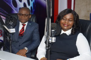 L-R: Divisional Head, Managed SMEs, Fidelity Bank Plc, Osaigbovo Omorogbe and Executive Director, Shared Services & Products, Fidelity Bank Plc, Chijioke Ugochukwu at the Fidelity SME Radio Forum held at Inspiration FM in Lagos on Tuesday to create publicity ahead of the forthcoming Fidelity SME Funding Connect. 