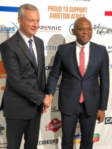 Tony O. Elumelu, CON, Founder, Tony Elumelu Foundation and Chairman, United Bank for Africa (UBA) with Bruno Le Maire, French Minister of Economy and Finance at the Invest for Growth in Africa Conference in France on October 30, 2019