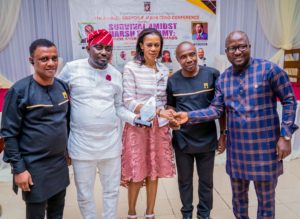 l-r: Former President, Brand Journalists’ Association of Nigeria, Mr Goddie Ofose; Managing Director/CEO Modion Communications, Mr. Odion Aleobua; Chief Executive Officer, UBA Foundation & Group Head, Corporate Communications, United Bank for Africa, Bola Atta; President Brand Journalist Association, of Nigeria, Mr Princewill Ekwujuru and  Chief Press Secretary to the Governor, Lagos State, Mr. Gboyega Akosile during award presentation to UBA for best institution in support of Education(CSR) 2019 and Bola Atta, as the top Corporate Affairs professional 2019 to UBA at the 7th Annual Brands & Marketing  Conference 2019 in Lagos, recently